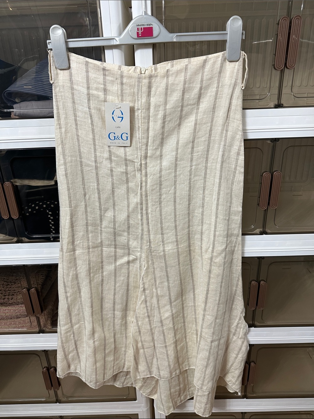 GG Collection Cream and Beige Striped Maxi Skirt